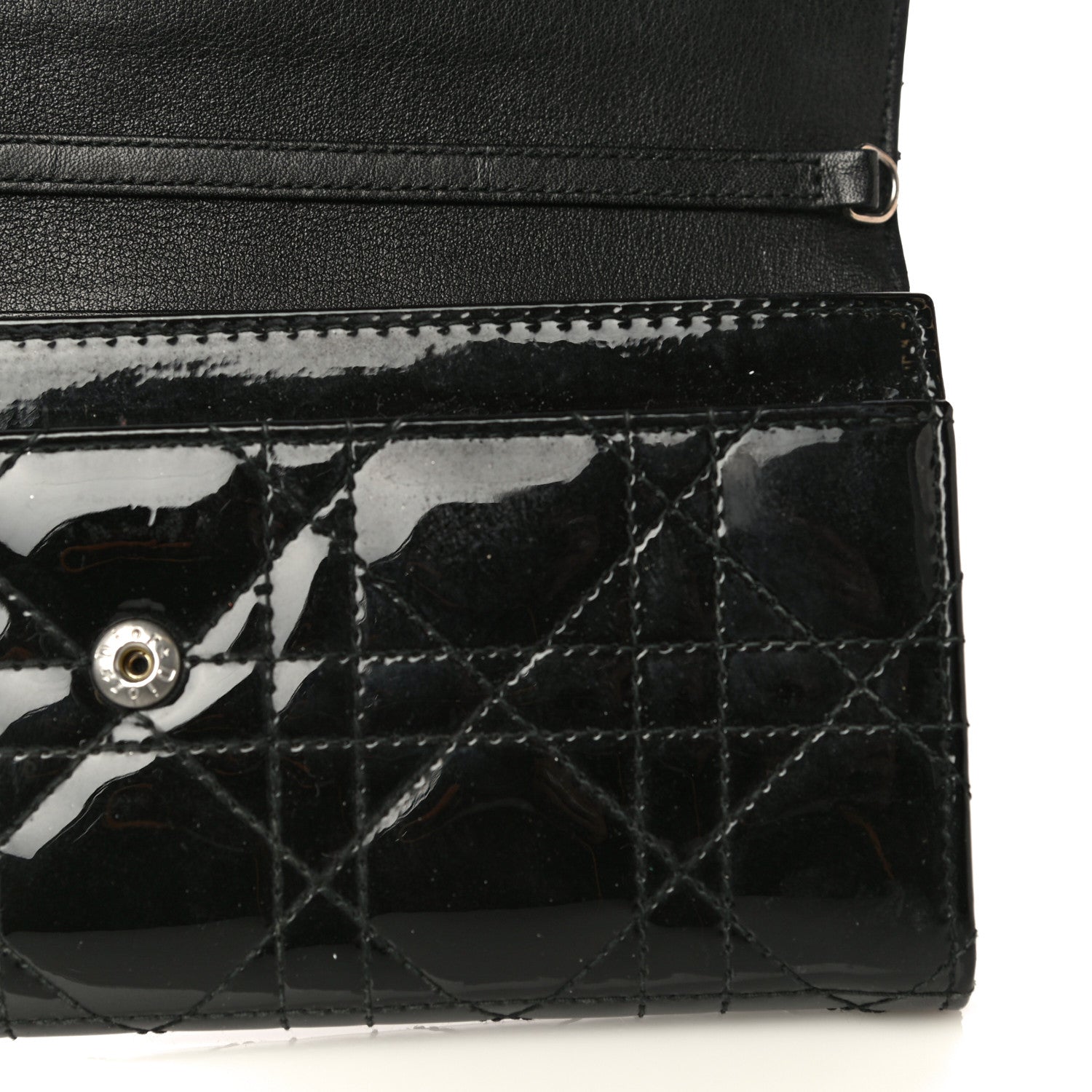 Christian Dior Patent Cannage Lady Dior Rendezvous Wallet On Chain Black 15 of 18