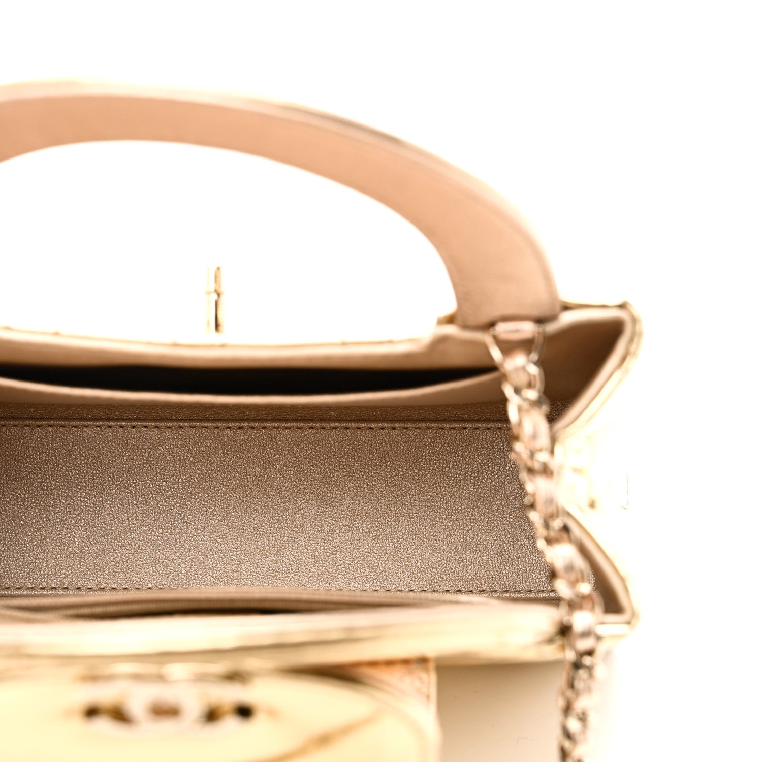 Chanel Mirror Calfskin Metallic Calfskin Quilted Nano Kelly Shopper Gold 5 of 10