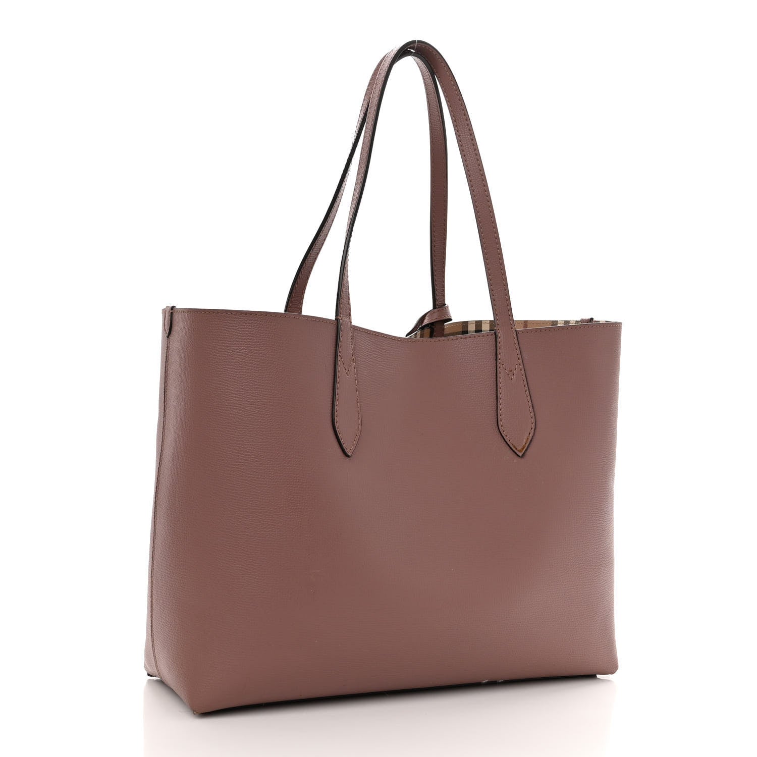 Burberry Grainy Calfskin Haymarket Check Medium Reversible Tote Dusty Pink 5 of 20