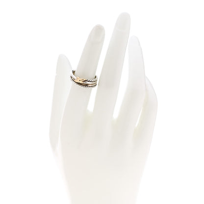 David Yurman Sterling Silver 18K Yellow Gold 6mm X Crossover Ring 50 5.5 2 of 4