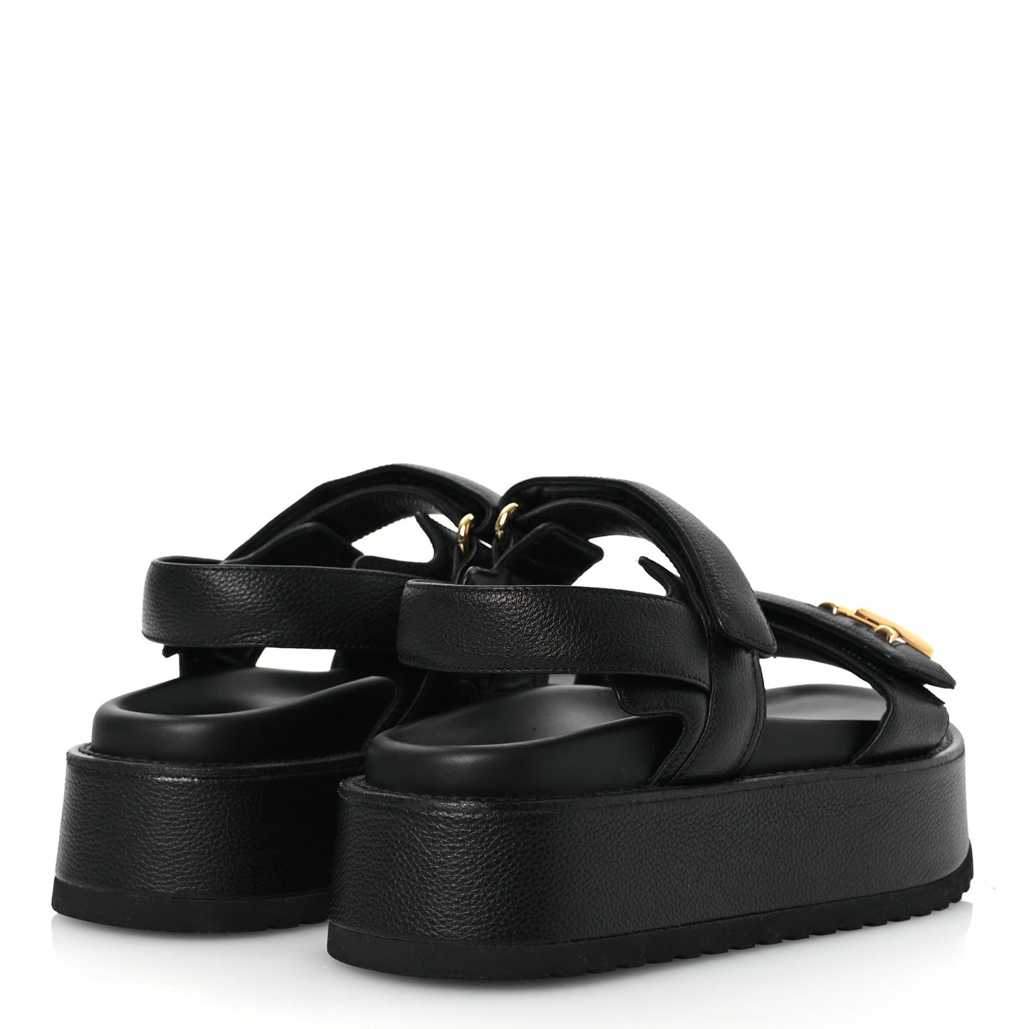 Lambskin Sunset Comfort Platform Sandals 36.5 Black