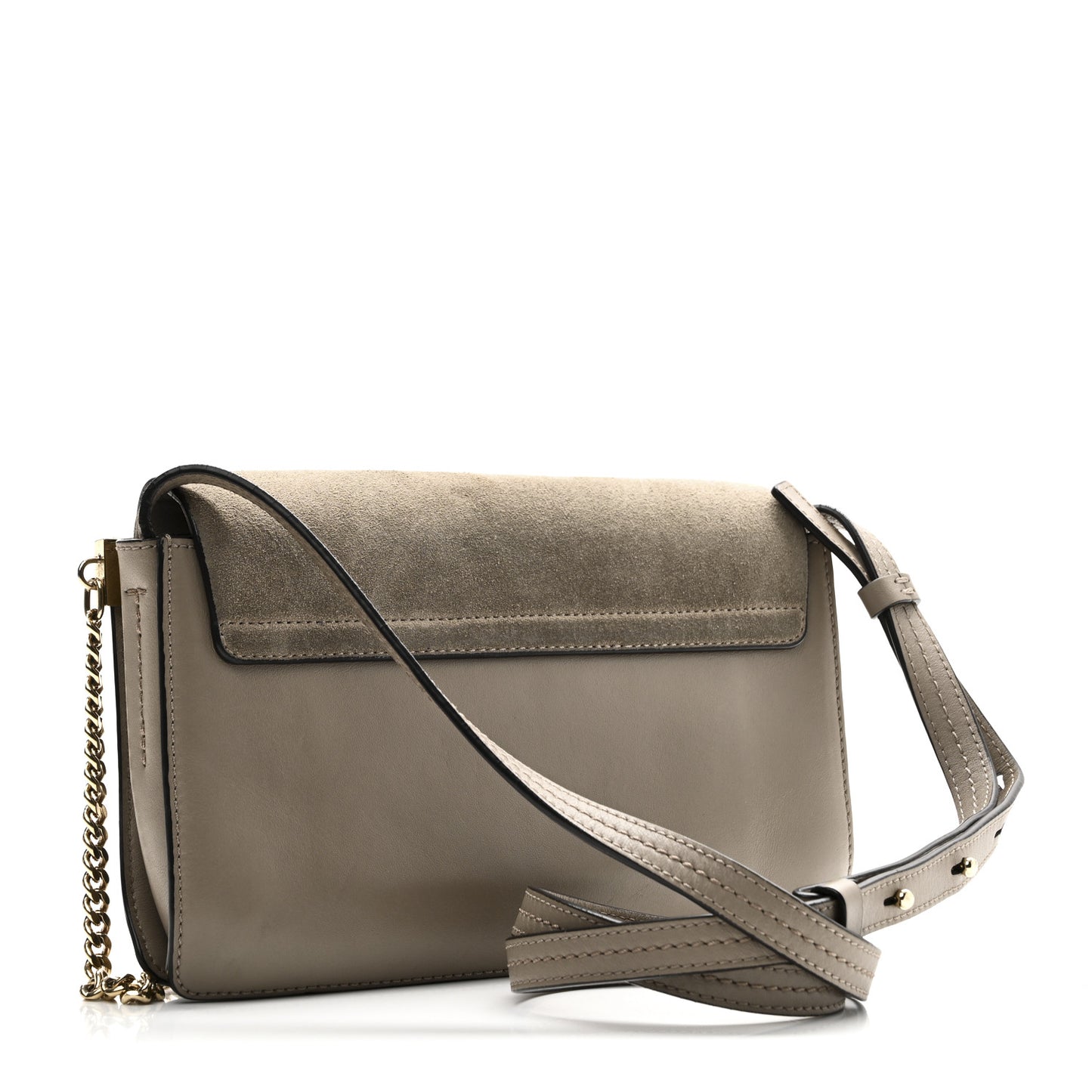 Suede Calfskin Small Faye Shoulder Bag Motty Grey
