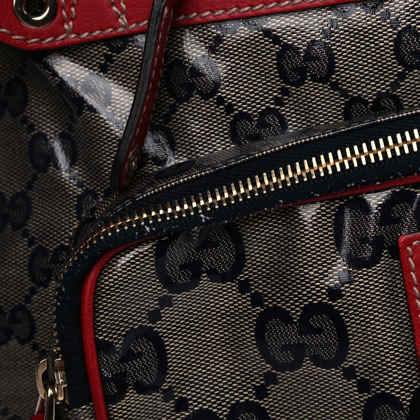 Crystal Monogram Voyager Hobo Navy Red