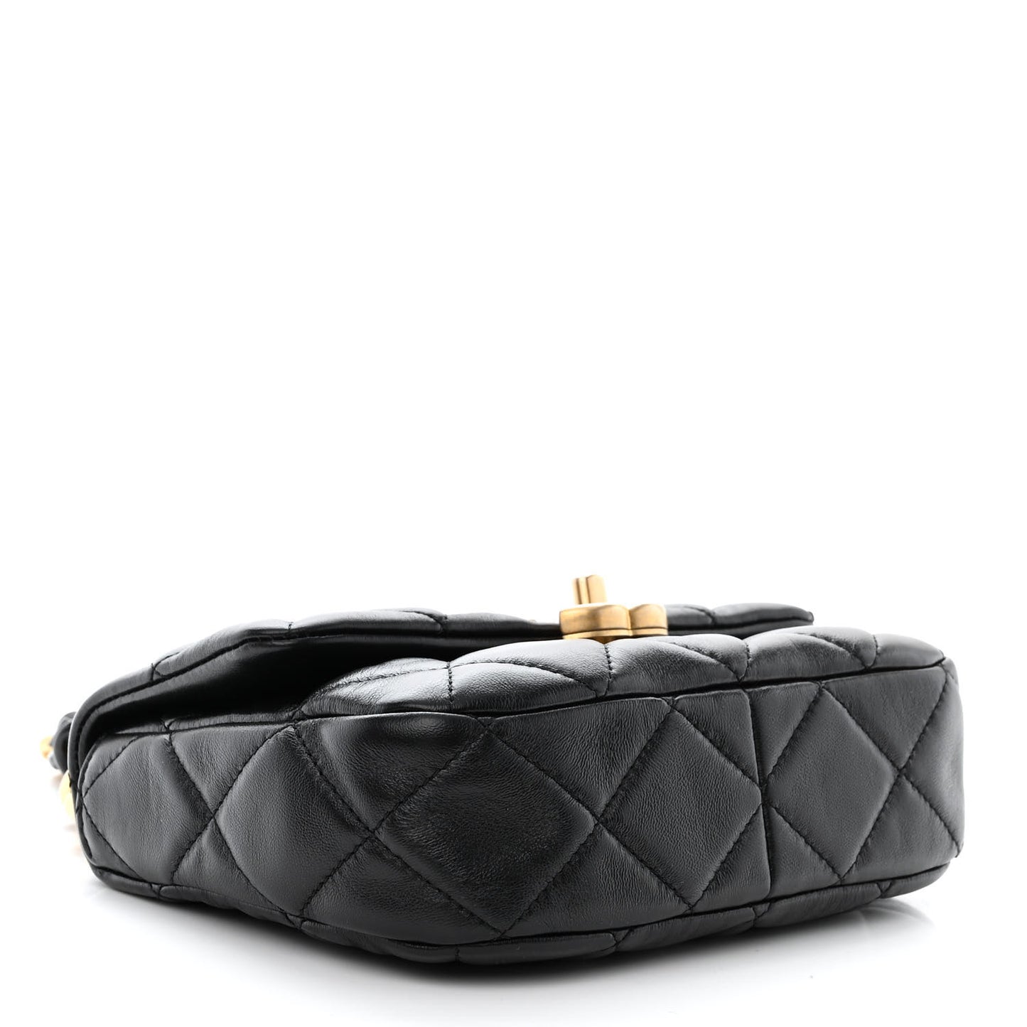 Lambskin Quilted Mini Lacquered Chain Flap Black
