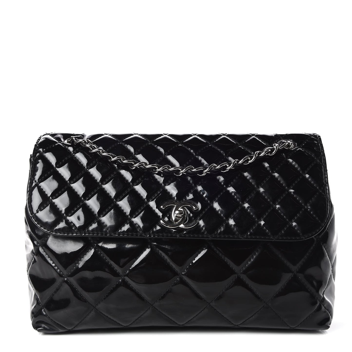 Vinyl Quilted In the Business Flap Bag Black