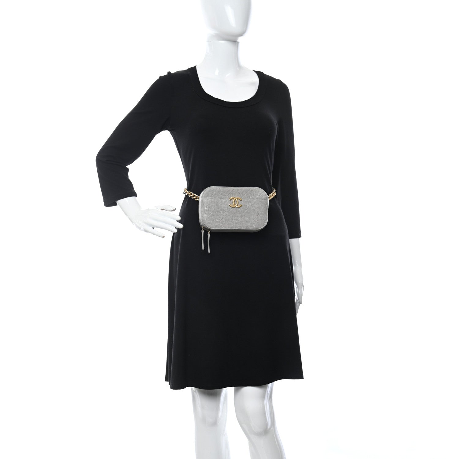 Chanel Caviar Stitched Waist Bag Light Grey 2 of 10