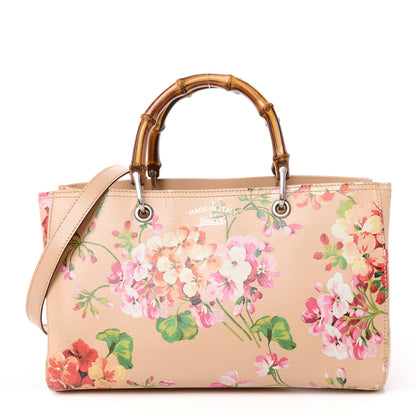 Gucci GG Supreme Monogram Tian Medium Bamboo Shopper Tote Beige Multicolor Red Pink Apricot Multicolor 1 of 12