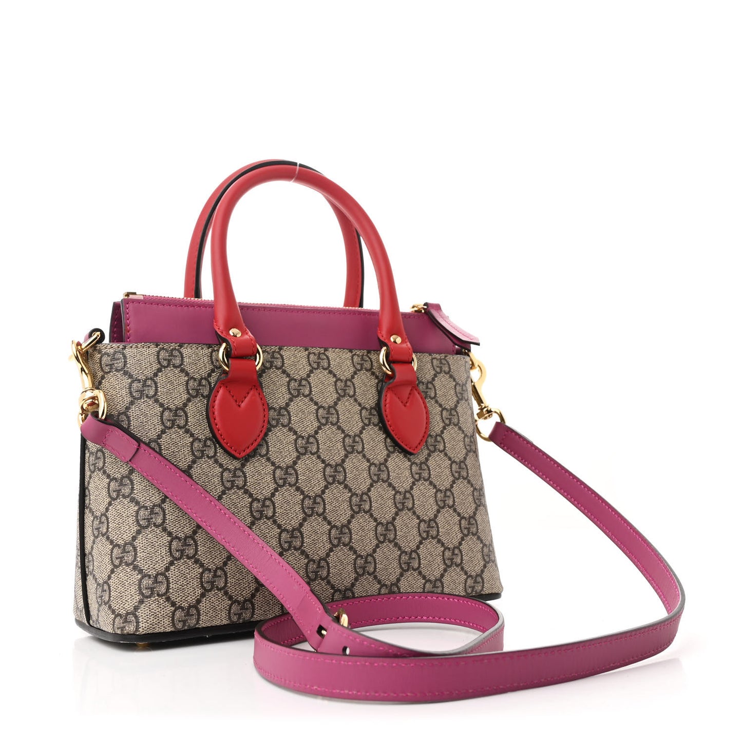 GG Supreme Monogram Mini Zip Top Tote Beige Dry Rose