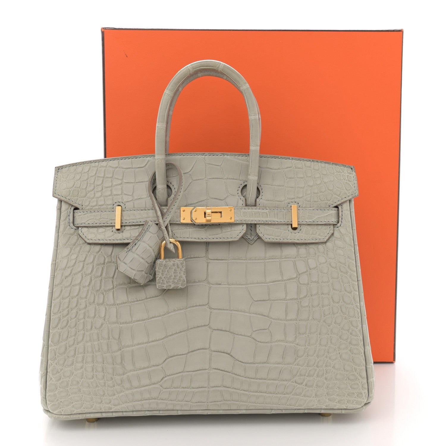Hermes Matte Alligator Horseshoe Birkin 25 Gris Perle 1682224