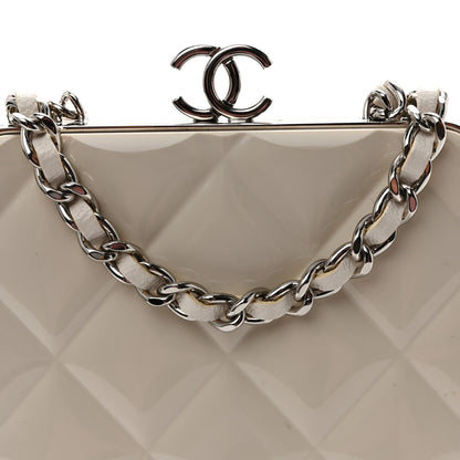 Chanel Lambskin Plexi Quilted CC Evening Clutch With Chain White 8 of 10