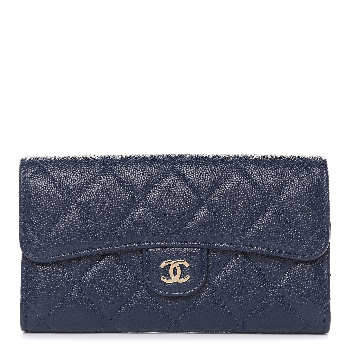 Caviar Quilted Medium Flap Wallet Blue