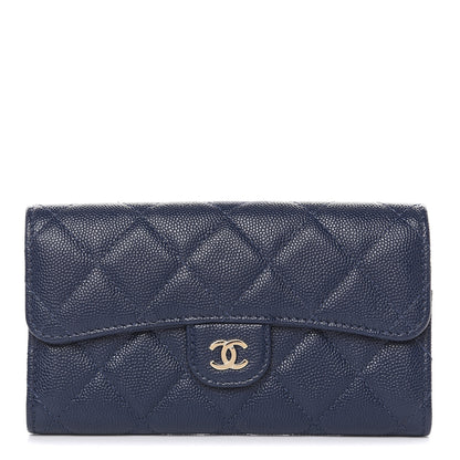 Chanel Caviar Quilted Medium Flap Wallet Blue 1 of 8