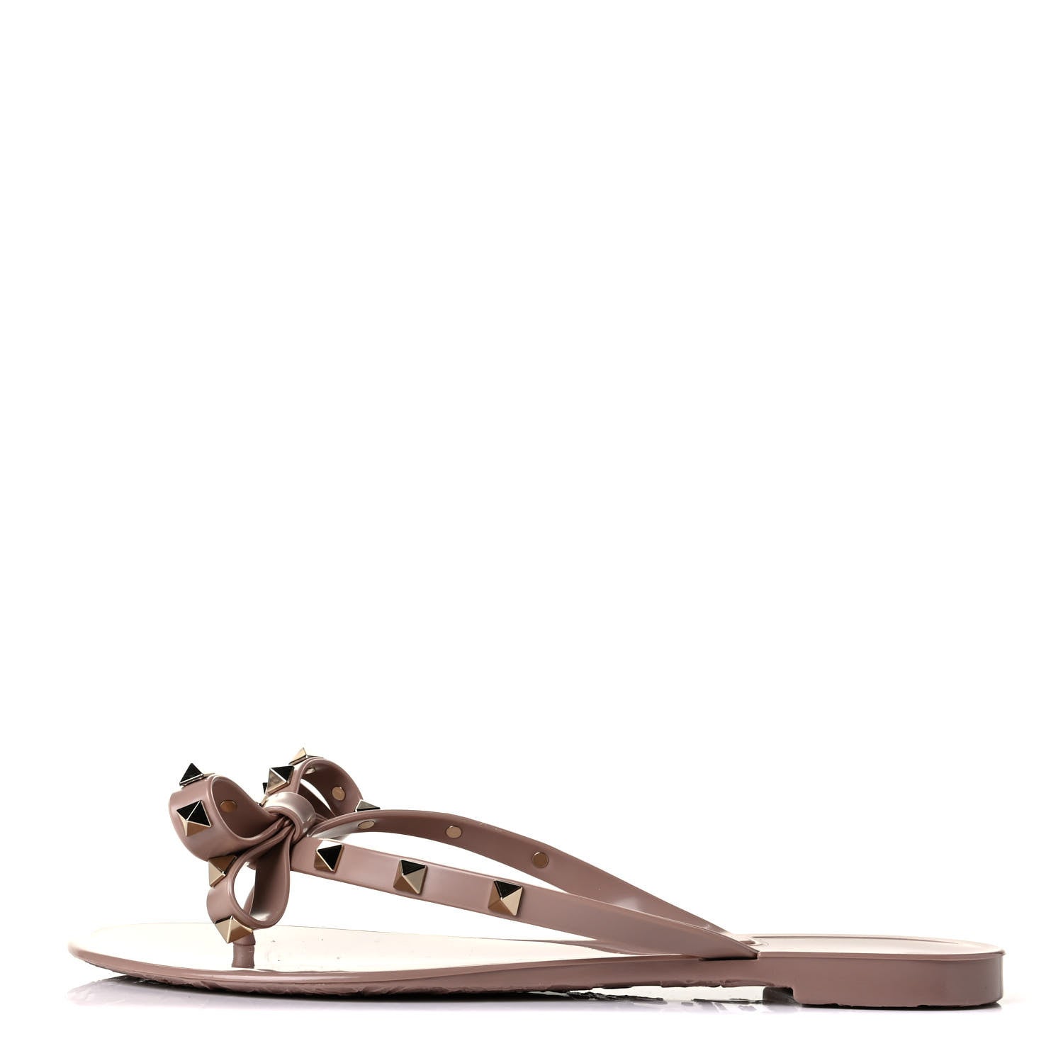 Valentino Garavani PVC Jelly Rockstud Bow Thong Sandals 39 Poudre 1 of 11