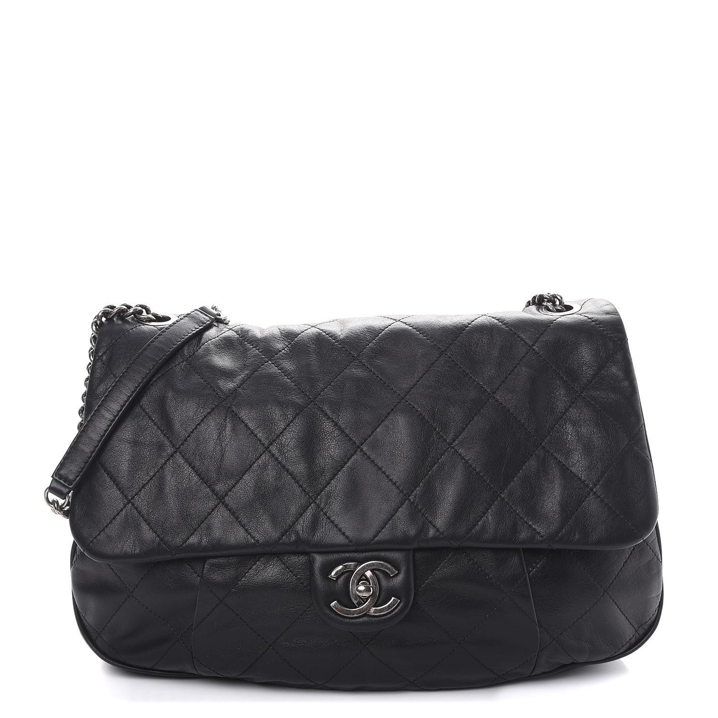 Calfskin Coco Pleats Flap Black