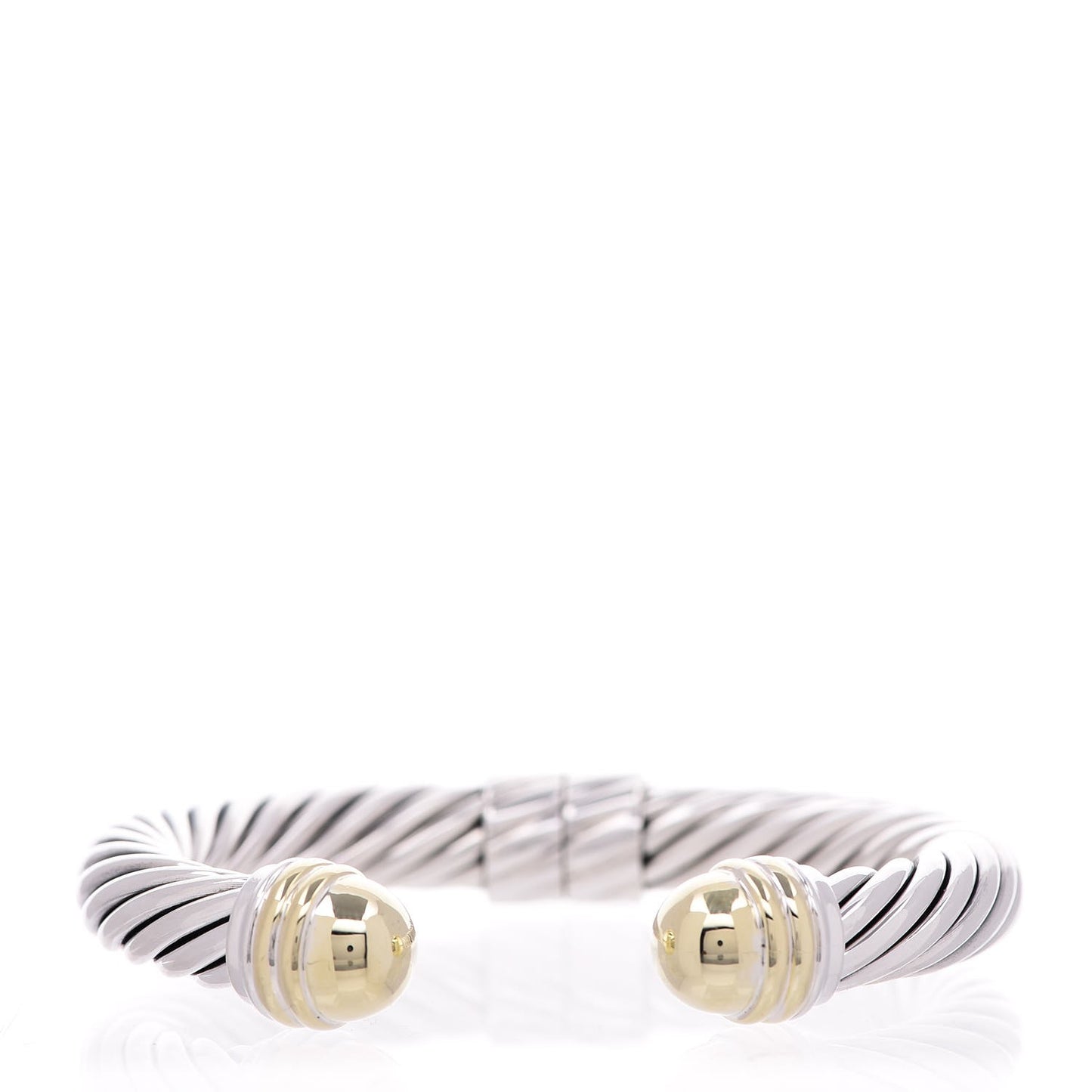 Sterling Silver 14K Yellow Gold 10mm Cable Classics Bracelet