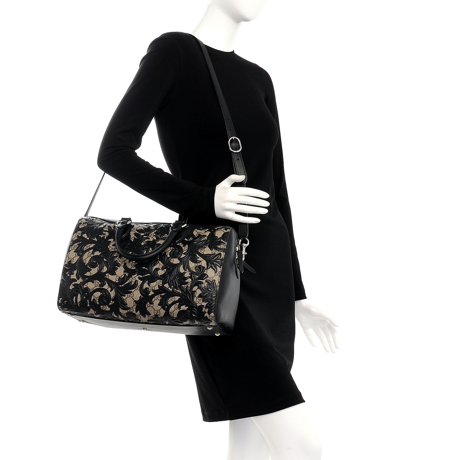 Gucci GG Supreme Monogram Arabesque Medium Boston Black 2 of 11