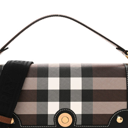 Burberry Calfskin Giant Check E-Canvas Elongated Note Crossbody Bag Dark Birch Brown 8 of 11