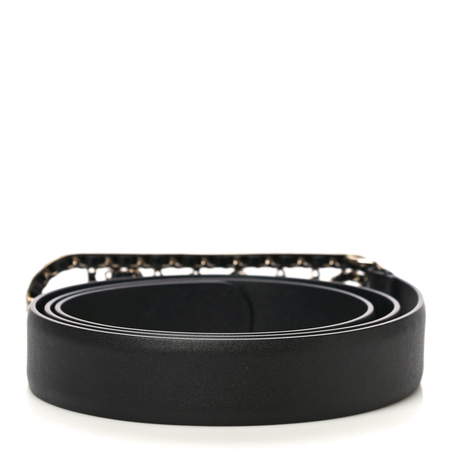Lambskin Chain Logo Belt 90 36 Black