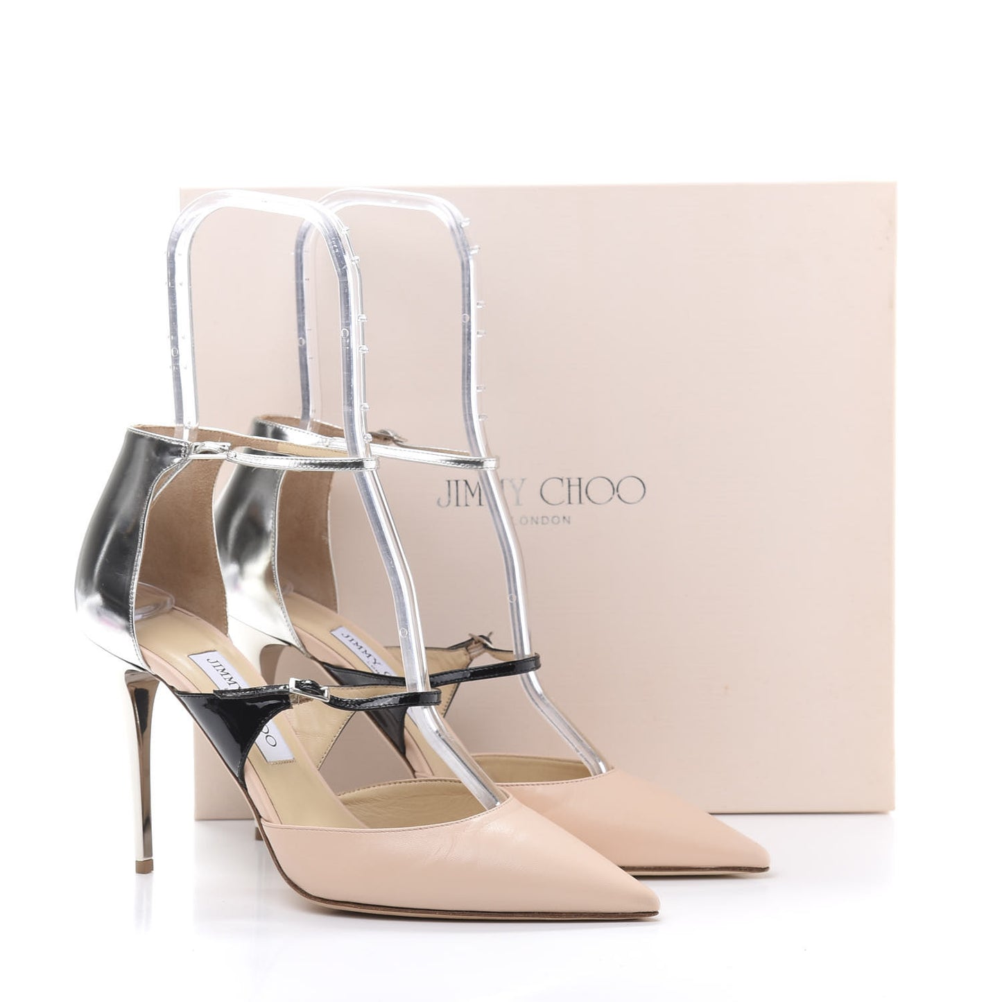 Kid Patent Mirror Typhoon Ankle Strap Pumps 39.5 Lychee Black Silver