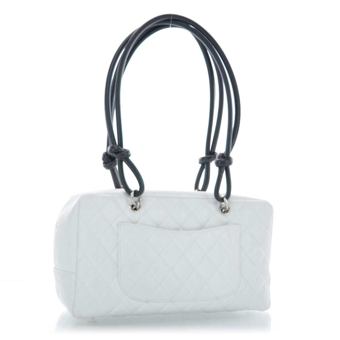 Calfskin Quilted Large Cambon Bowler White Black