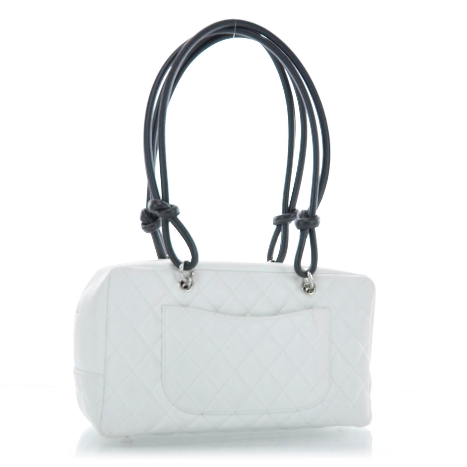 Chanel Calfskin Quilted Large Cambon Bowler White Black 3 of 10