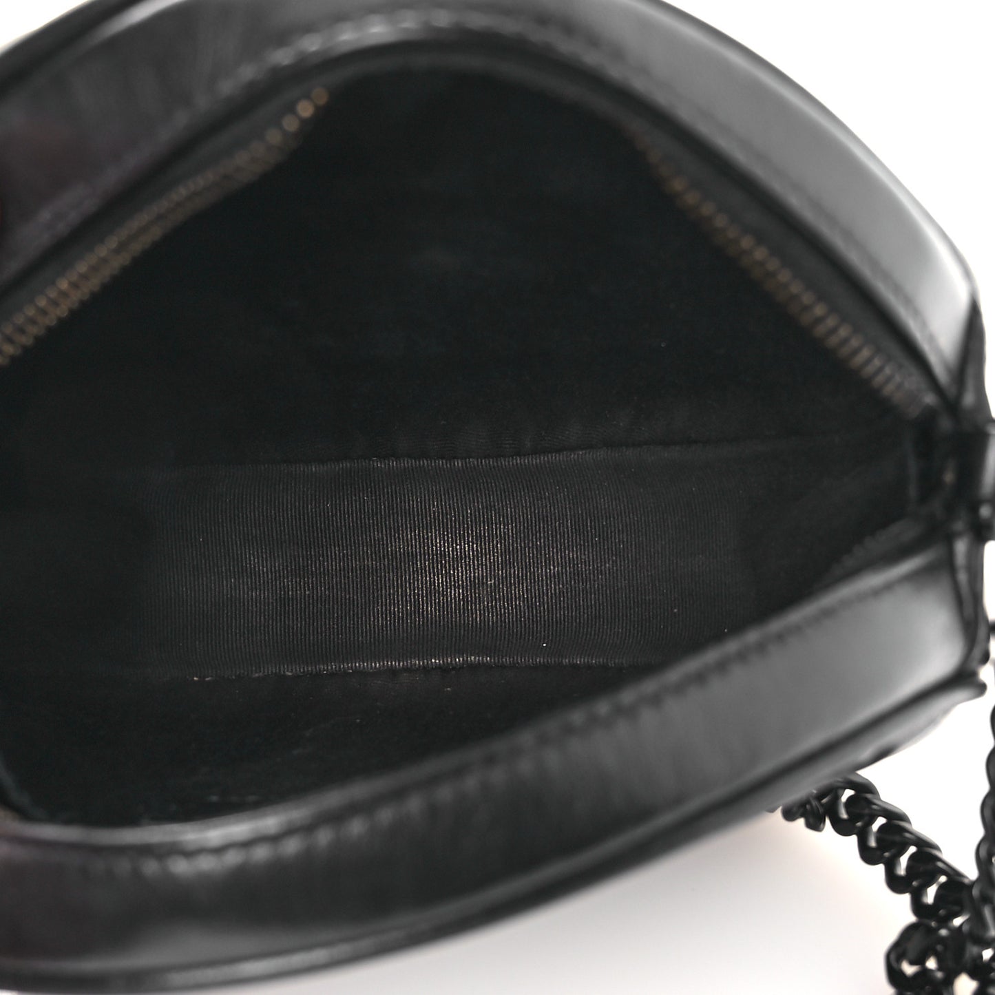 Calfskin Matelasse Chevron Round Vinyle Camera Bag Black
