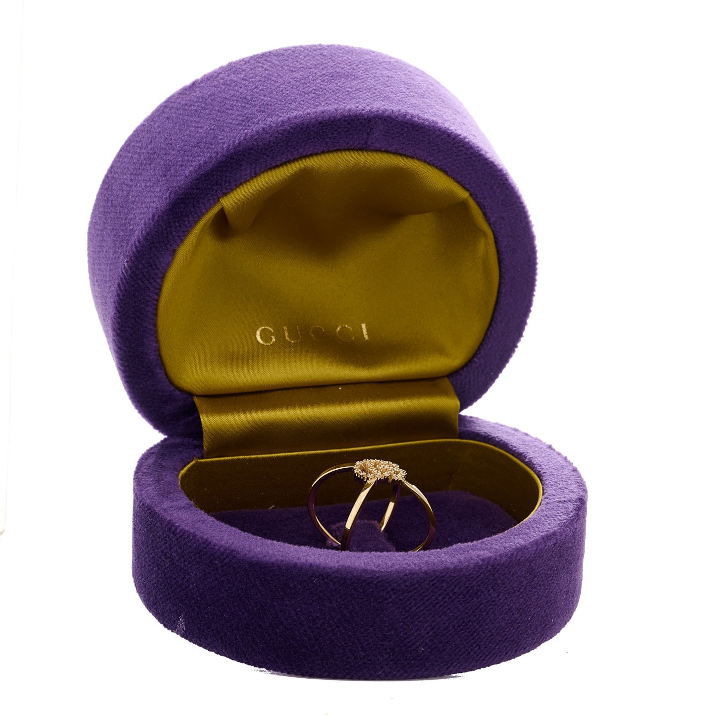 18K Yellow Gold Diamond Running G Cross Ring 53 6.5