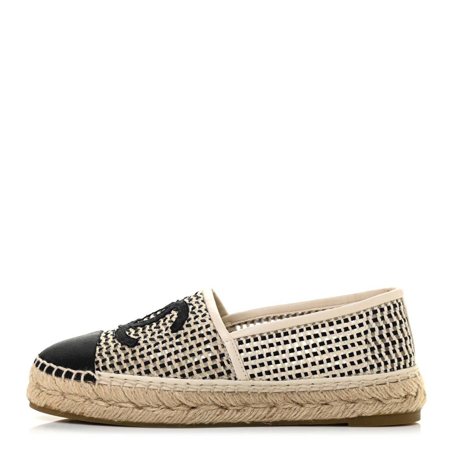Mesh Grosgrain CC Espadrilles 36 Beige Black