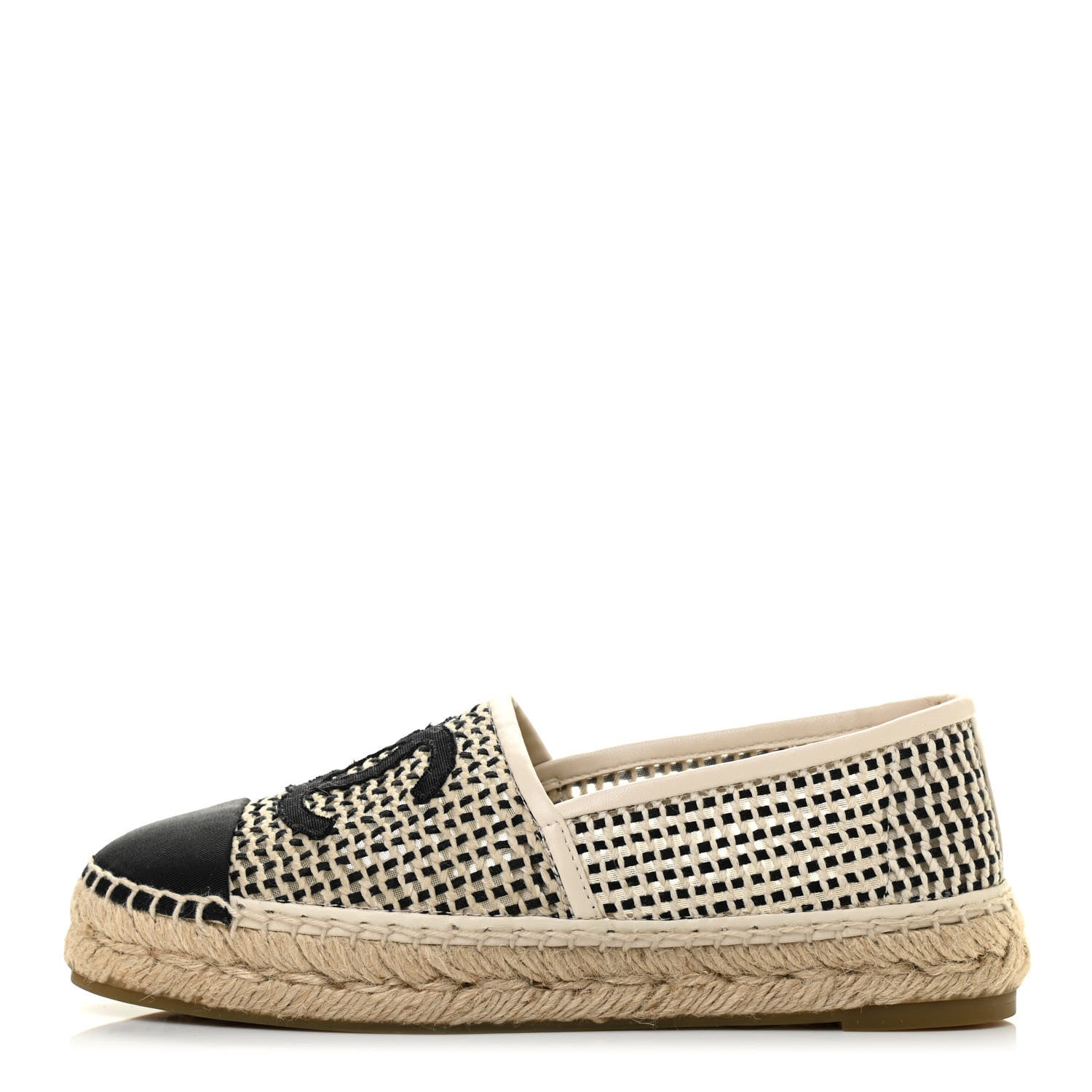 Chanel Mesh Grosgrain CC Espadrilles 36 Beige Black 1 of 8