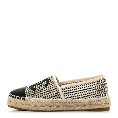 Chanel Mesh Grosgrain CC Espadrilles 36 Beige Black 1 of 8