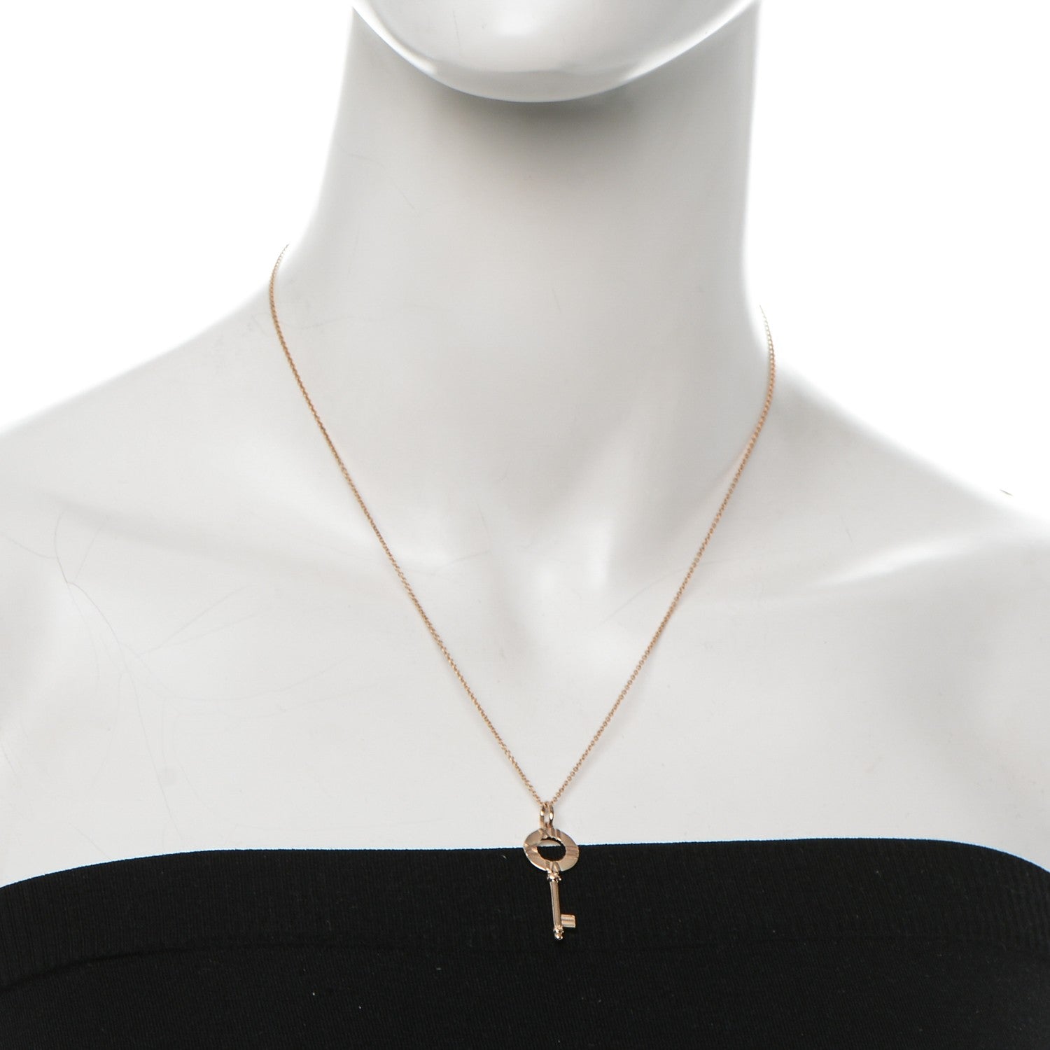 Tiffany 18K Rose Gold Atlas Key Pendant Necklace 2 of 8