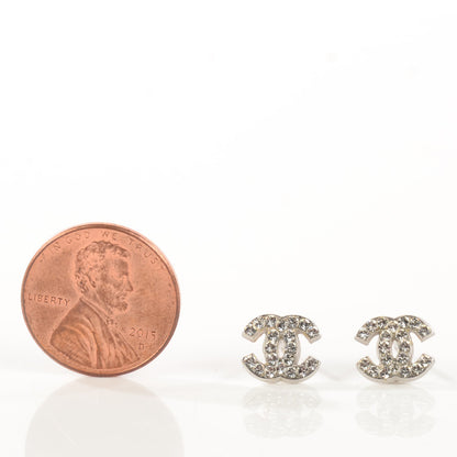 Chanel Crystal Timeless CC Earrings Silver 2 of 5