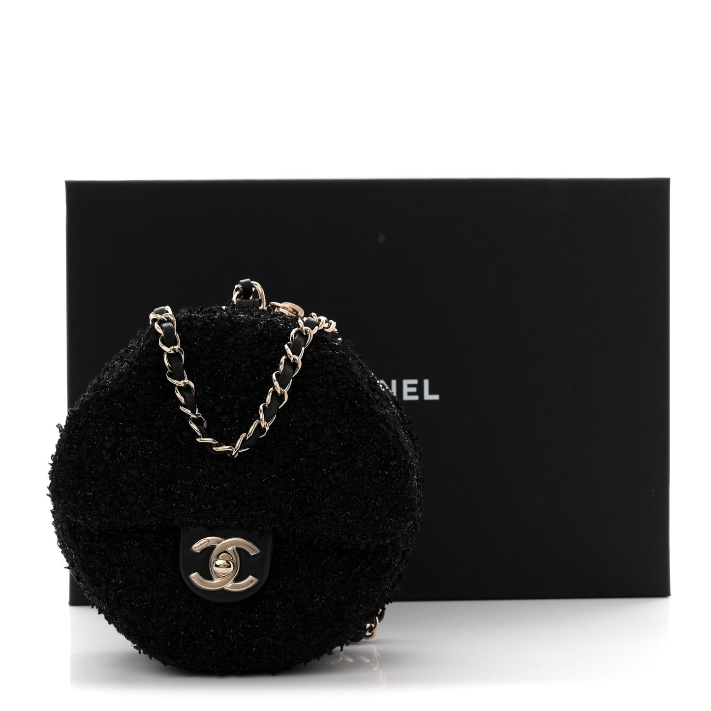 Tweed Coco Beach Barrel Shoulder Bag Black