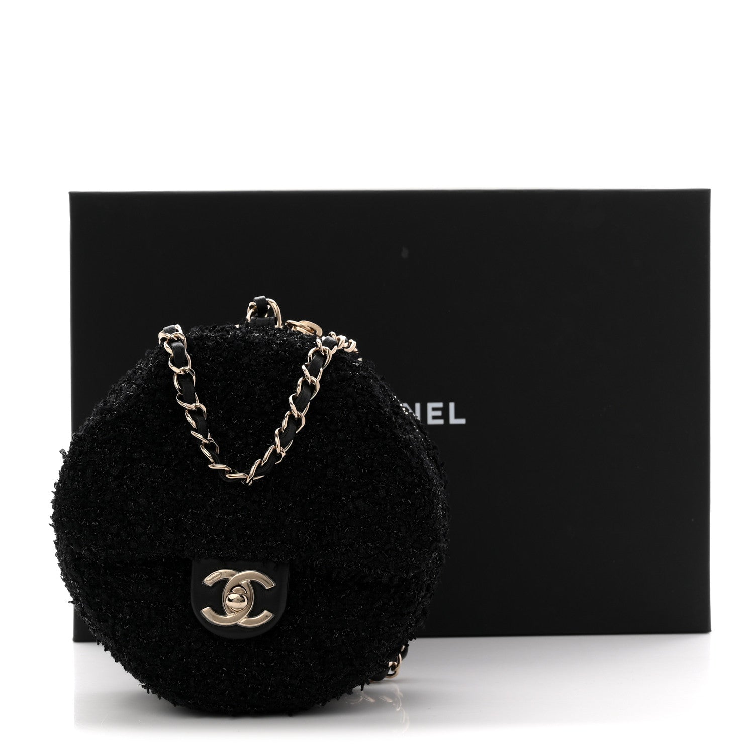 Chanel Tweed Coco Beach Barrel Shoulder Bag Black 12 of 12