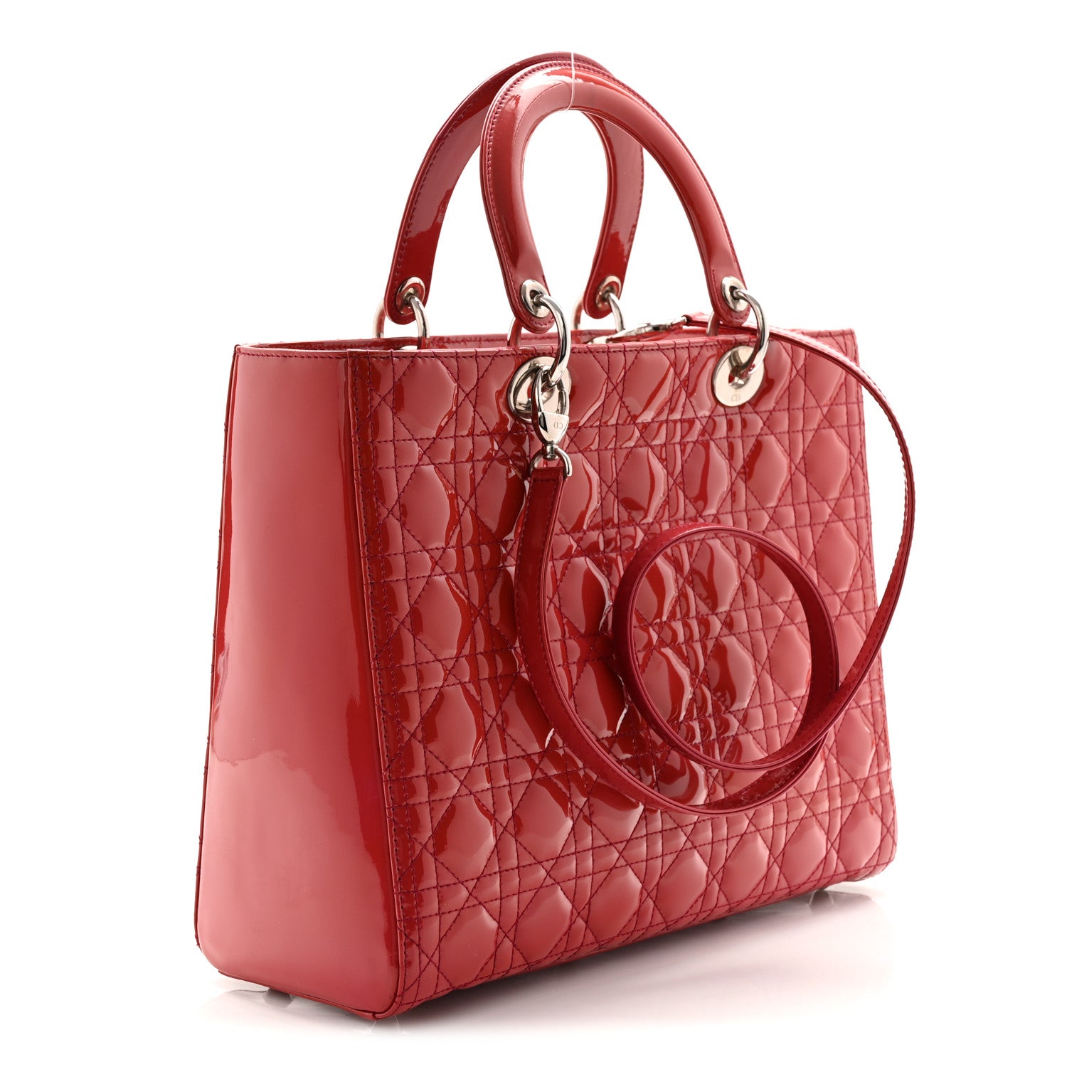 Christian Dior Patent Cannage Large Lady Dior Fuchsia 3 of 10