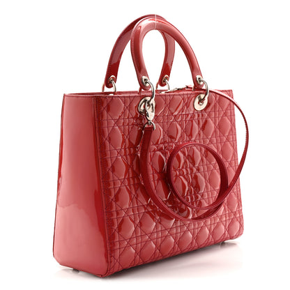 Christian Dior Patent Cannage Large Lady Dior Fuchsia 3 of 10