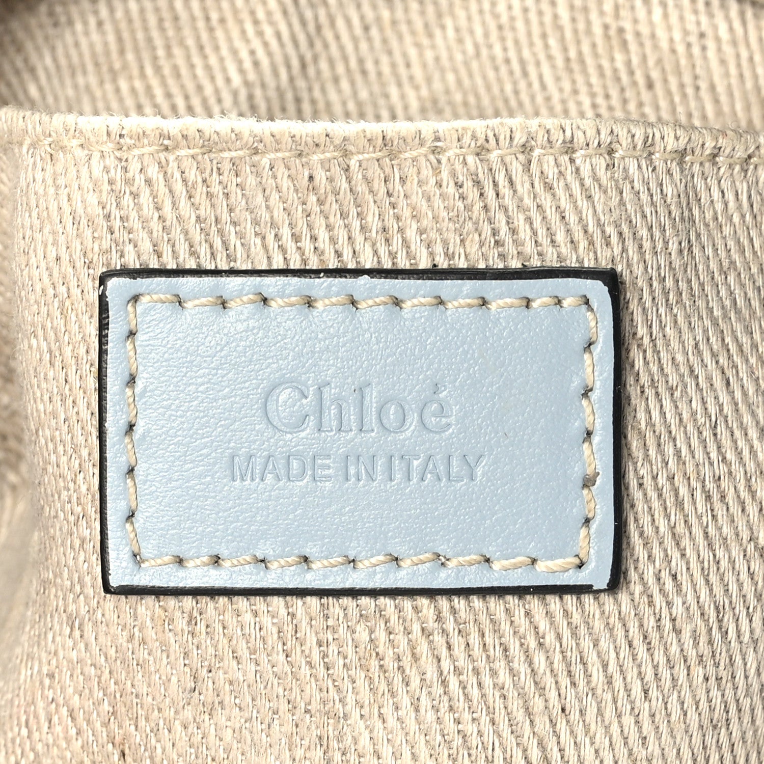 Chloe Cotton Calfskin Nano Woody Ribbon Tote With Strap White Blue 6 of 9