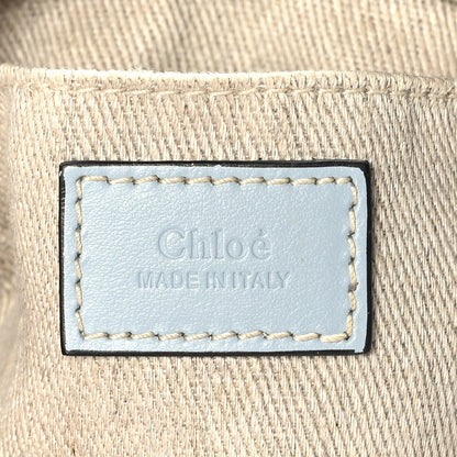 Chloe Cotton Calfskin Nano Woody Ribbon Tote With Strap White Blue 6 of 9