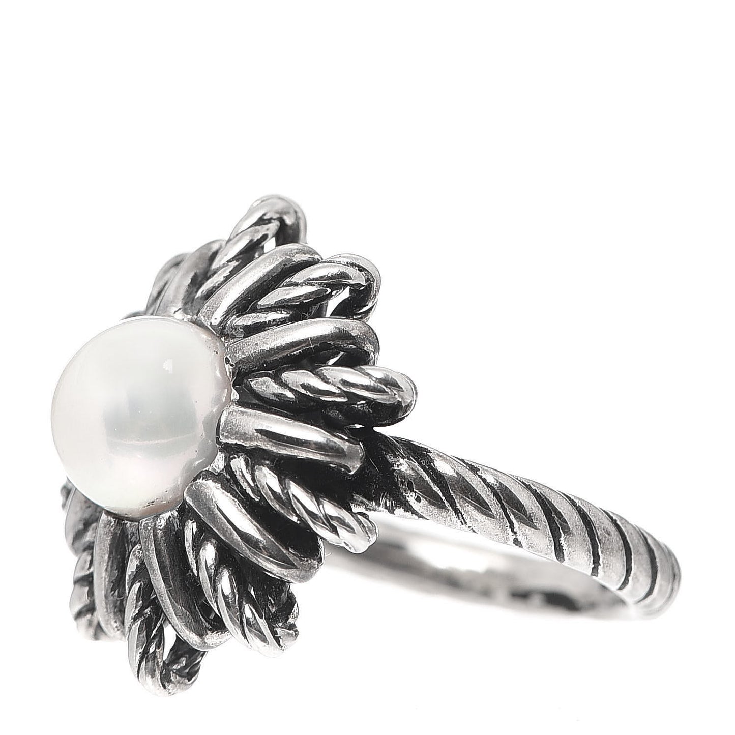 Sterling Silver Pearl Starburst Ring 49 5