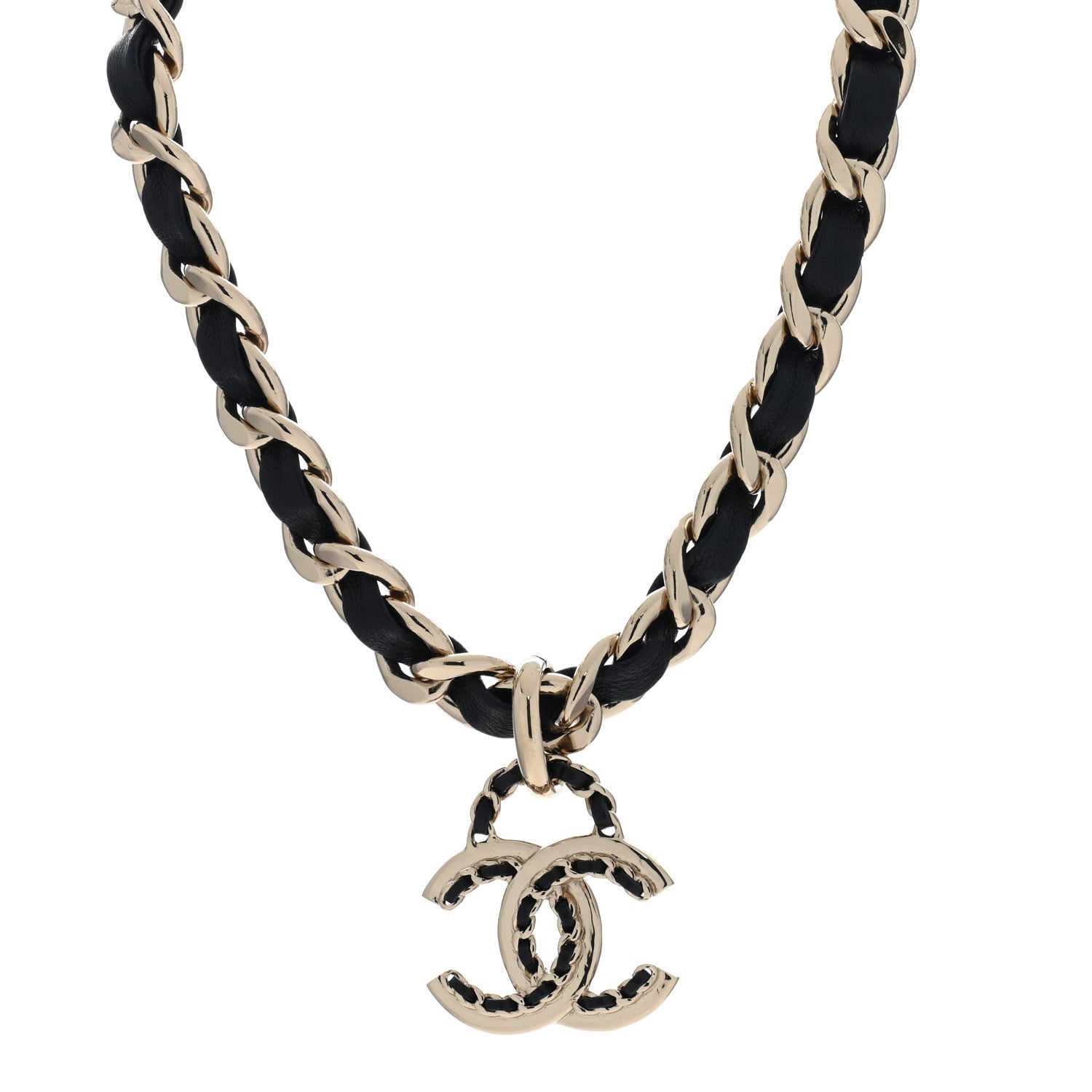 Chanel Metal Lambskin CC Choker Necklace Black Gold 1 of 4