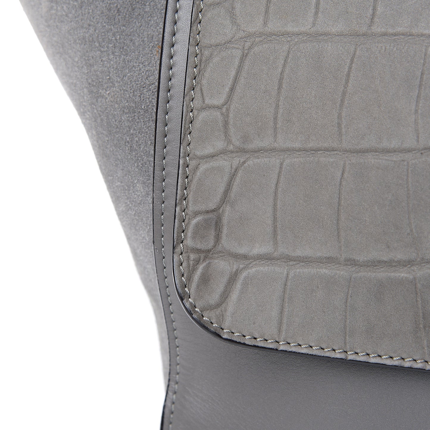 Crocodile Embossed Nubuck Medium Trapeze Grey