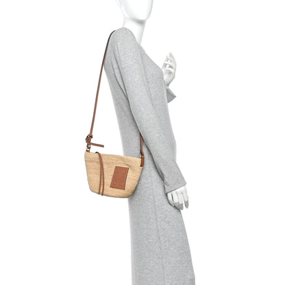 Loewe Calfskin Raffia Paulas Ibiza Pochette Bag Natural Tan 2 of 9