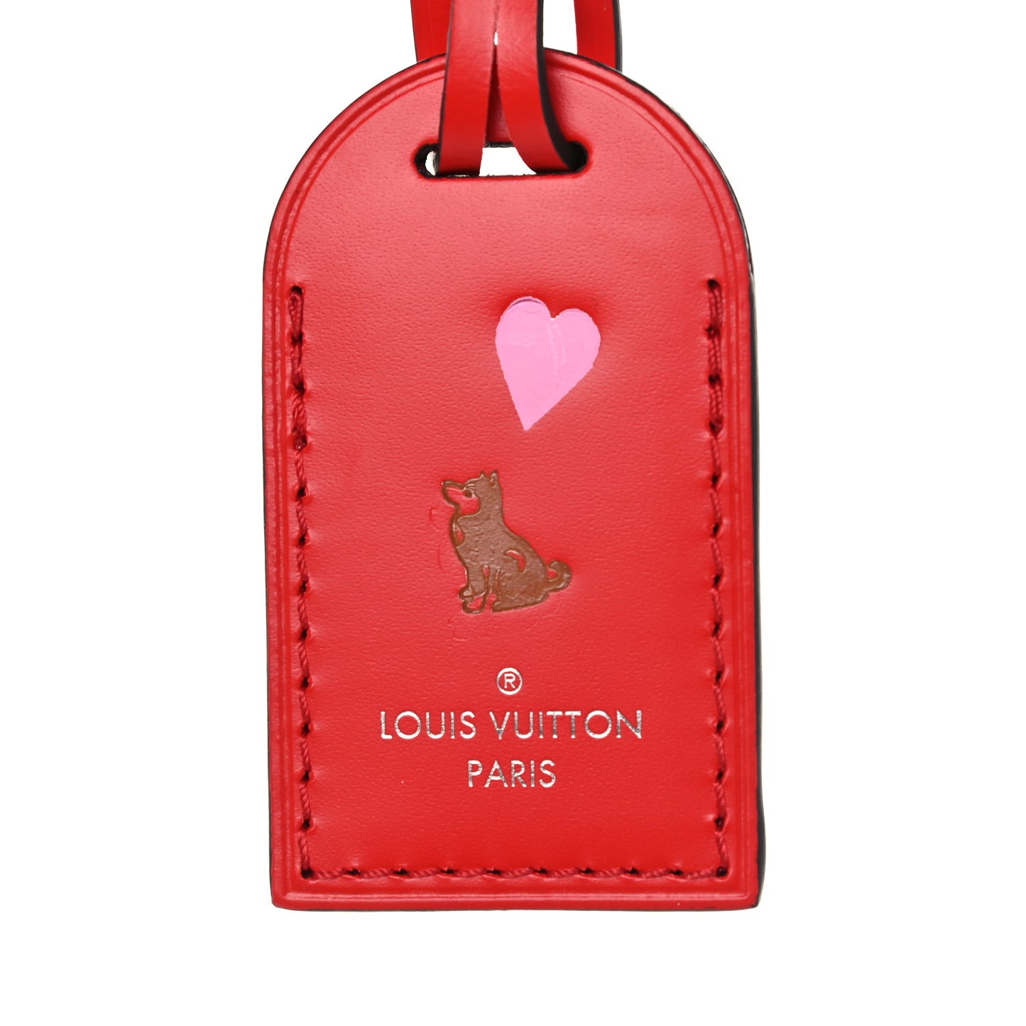 Calfskin Luggage Tag Red