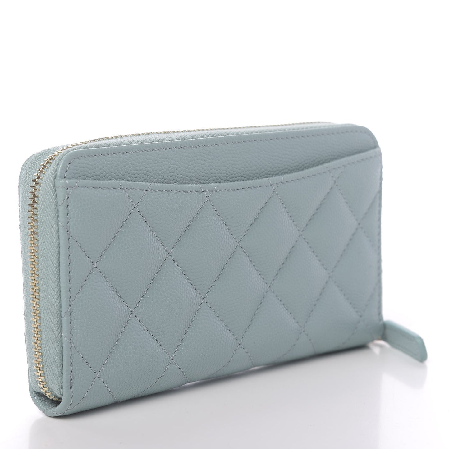 Caviar Quilted Medium Zip Around Wallet Light Blue
