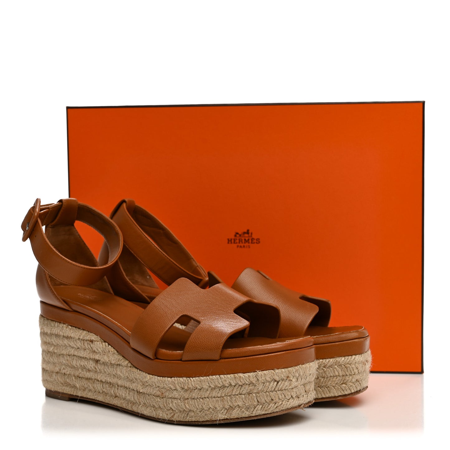 Goatskin Elda Espadrille Wedge Sandals 37 Natural