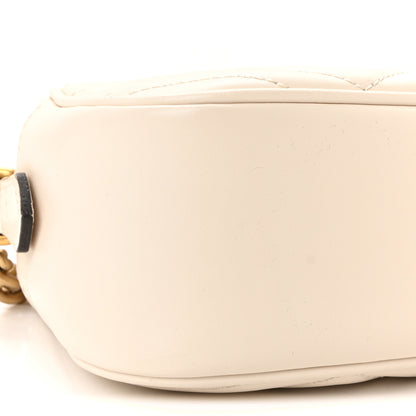 Gucci Calfskin Matelasse Small GG Marmont Chain Shoulder Bag White 9 of 11