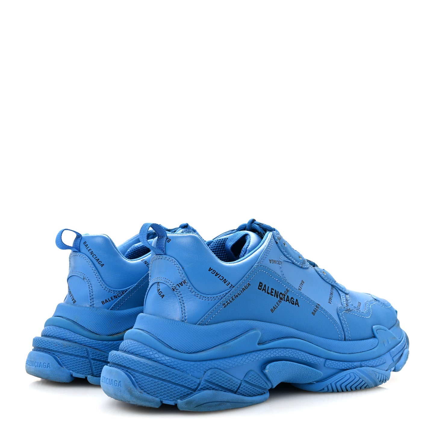 Technical Fabric Allover Logo Mens Triple S Sneakers 45 Blue Black 45 Blue Black