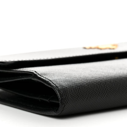 Prada Saffiano Metal Large Flap Wallet Black 10 of 12