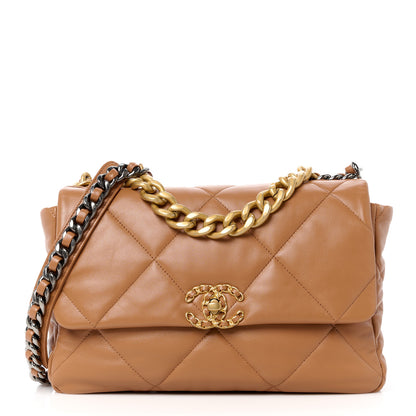Chanel Lambskin Quilted Large Chanel 19 Flap Brown 1 of 10