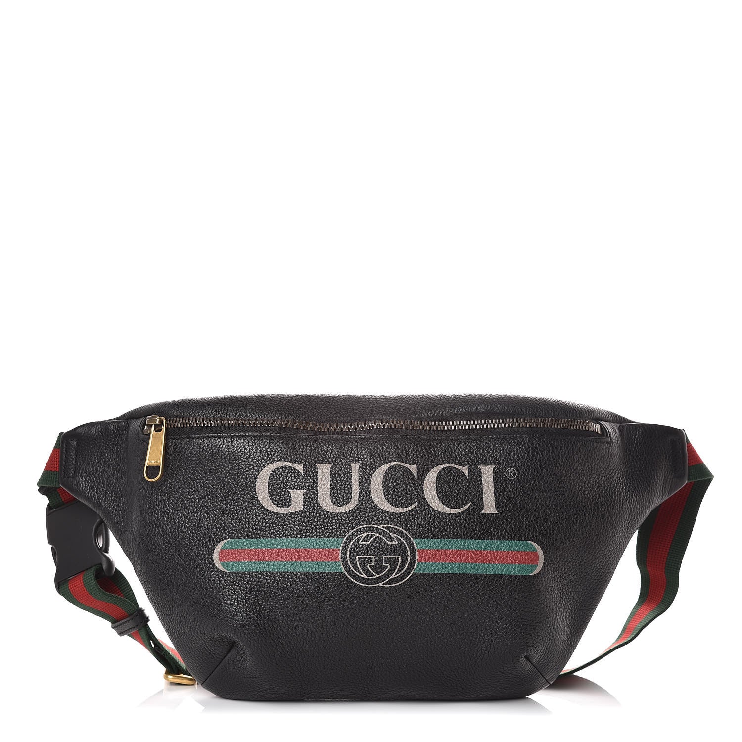 Gucci Grained Calfskin Logo Belt Bag Black 1 of 9